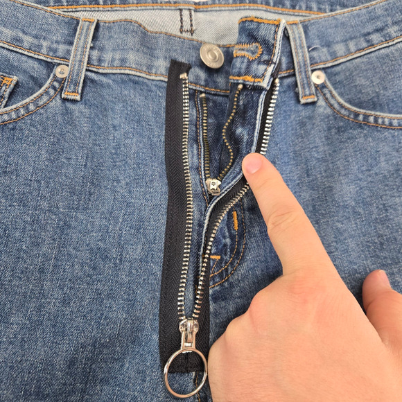 Hudson Crop Riley Relaxed Straight Jeans Exposed Zip Front Blue Denim Size 29 - Picture 6 of 12